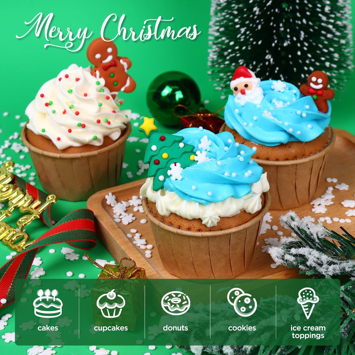 Edible Christmas Cookie Decorations, Edible Gingerbread Men, Christmas Tree, Santa Claus Icing Decorations, Gingerbread House De
