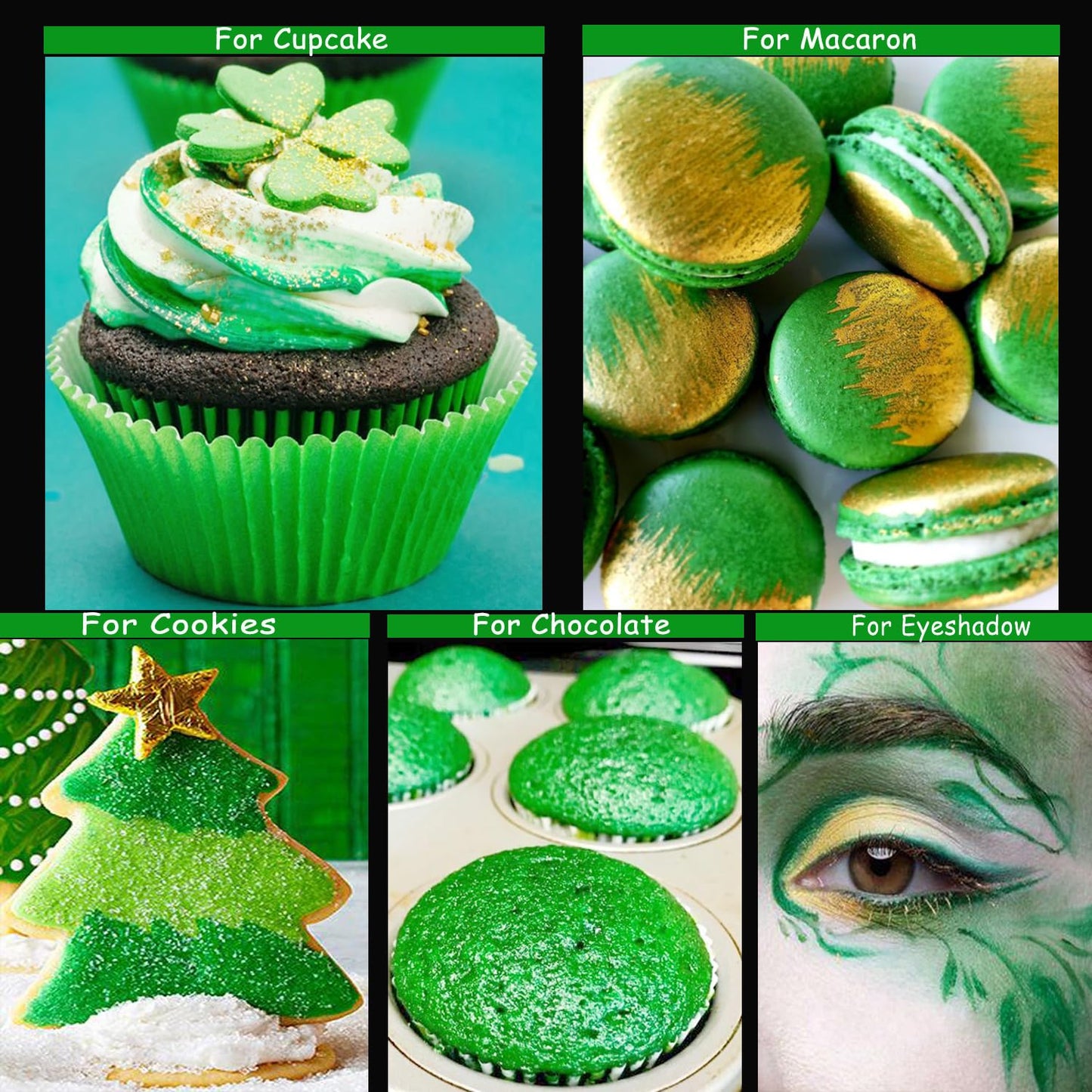 Sujoygar Green Edible Glitter for Cocktails, Food Grade 4g Luster Dust Edible Drink Glitter Shimmer Powder for Cake Decoration C