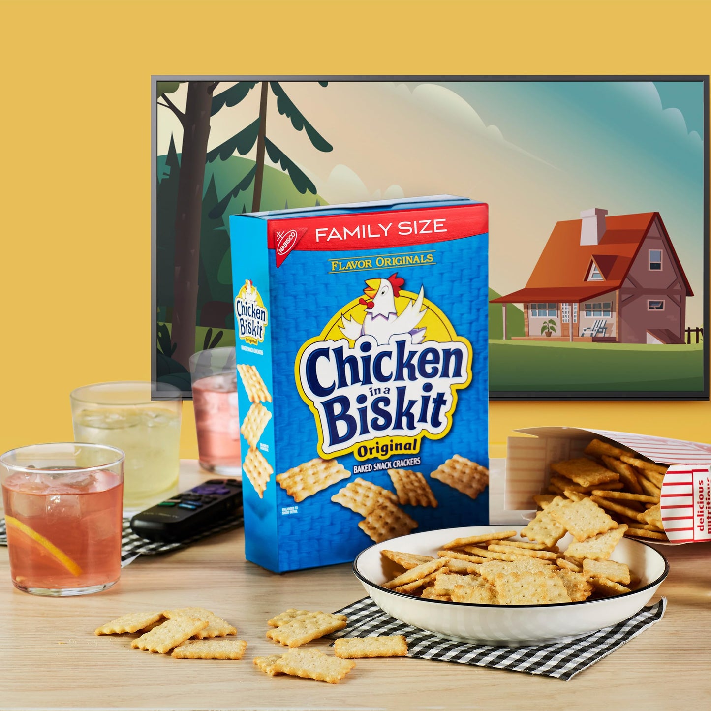 Chicken in a Biskit Original Baked Snack Crackers, Lunch Snacks, Family Size, 12 oz