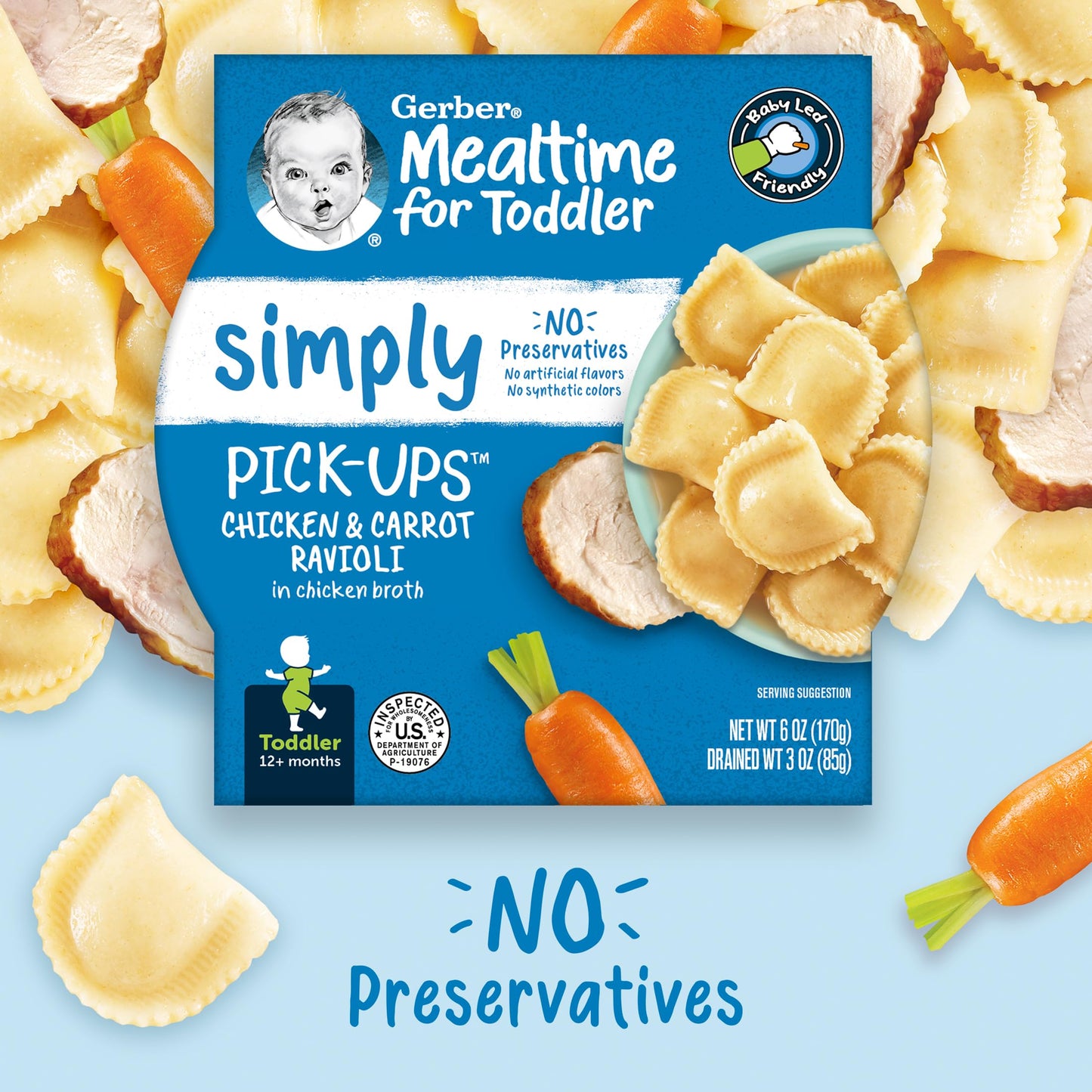 Gerber Pick-Ups, Chicken & Carrot Ravioli In A Chicken Broth, 6 Ounce (Pack Of 8)