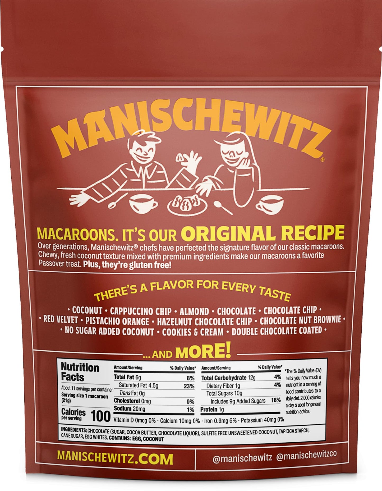 Manischewitz Cookies N' Cream Macaroons, 10Oz (2 Pack) | Coconut Macaroons | Resealable Bag | Dairy Free | Gluten Free Coconut C