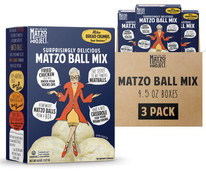 The Matzo Project Matzo Ball Mix, Natural, Vegetarian, No MSG, Nut Free, 3-Pack, 4.5oz Boxes, Kosher but NOT Kosher for Passover