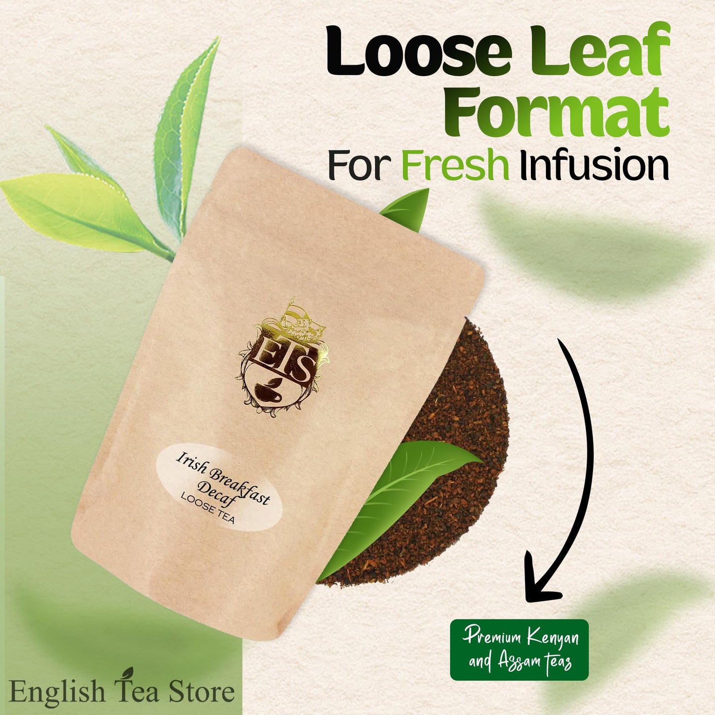 English Tea Store Loose Leaf Decaf Irish Breakfast Tea, 4 Ounce