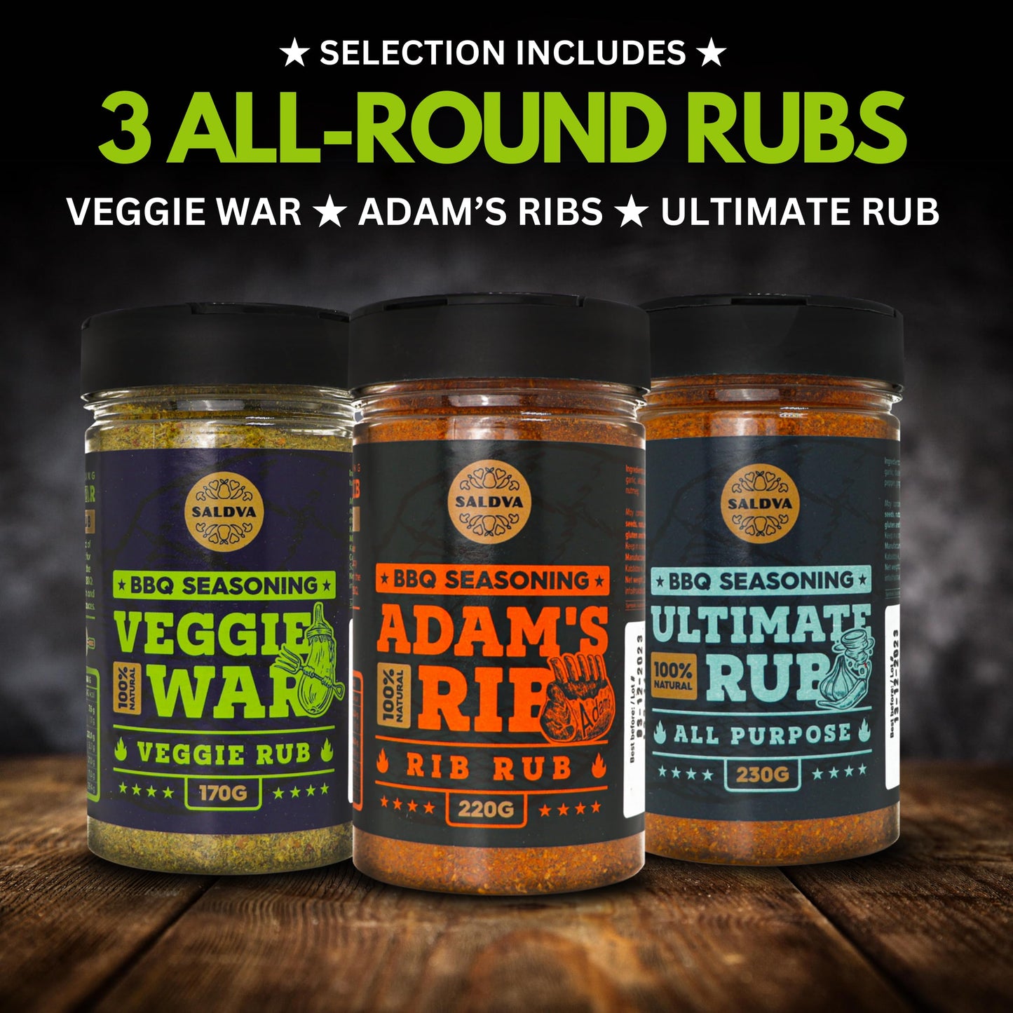 Classic S Of Enhanced Bbq Seasonings - Holy Cow, Adam’S Rib, Angel’S Wings, Smoky Pig, Ultimate Rub & Veggie War Bbq Rubs | Pack Of 6 | 100% Natural | Great Foodie Gift