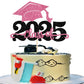 YCTHUNFISH Graduation Cake Topper, Glitter Congrats Grad Cap, 2025 Theme, Black Yellow, Paper, 1 Pack