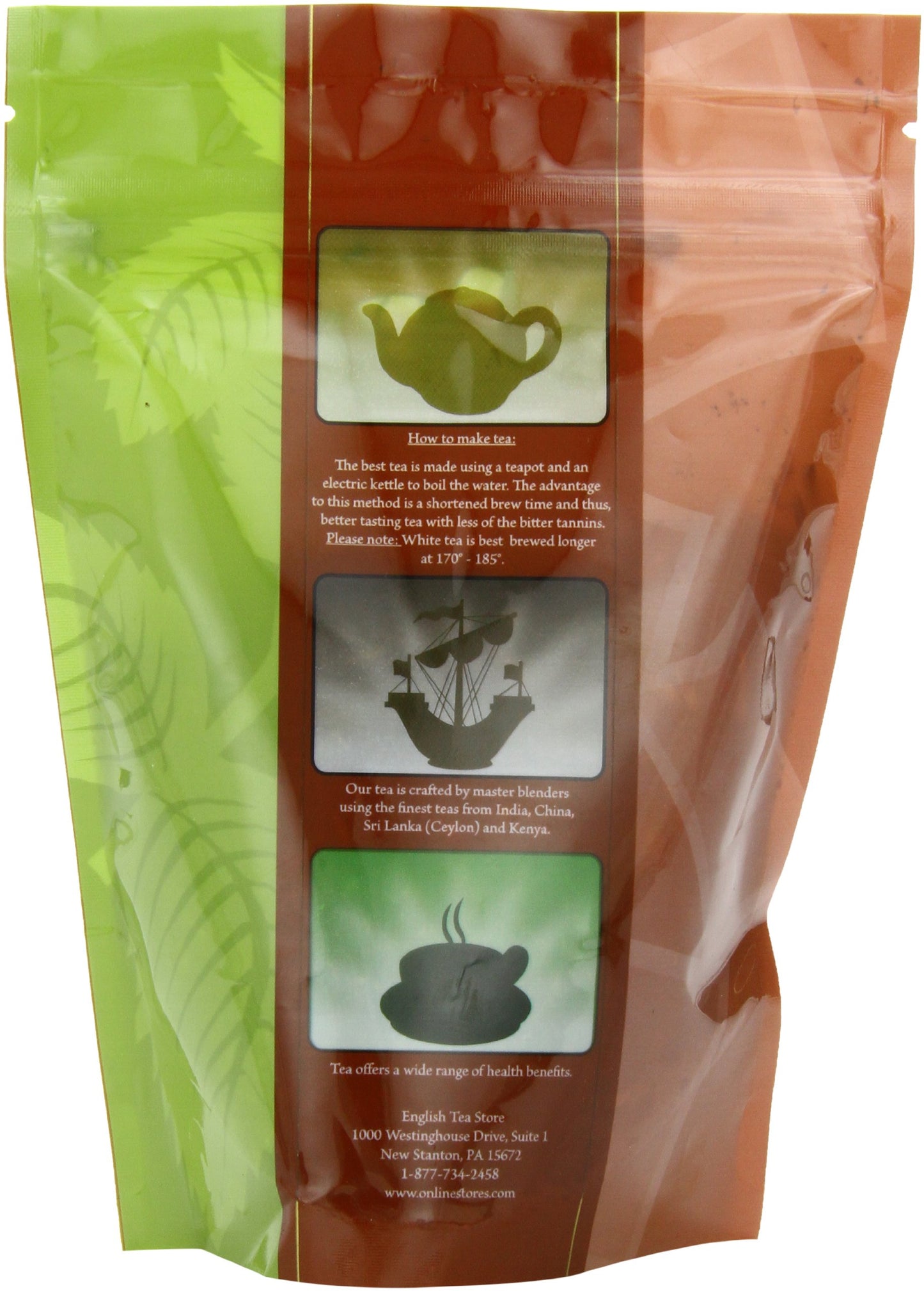 English Tea Store  card-style Blueberry Herbal Tea - Loose Leaf Fruit Tea Blend - Caffeine Free - 4oz - Bold Blueberry Flavor