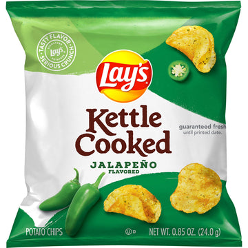 Lay'S Kettle Cooked Potato Chips, Jalapeno, 0.85 Ounce (Pack Of 40)