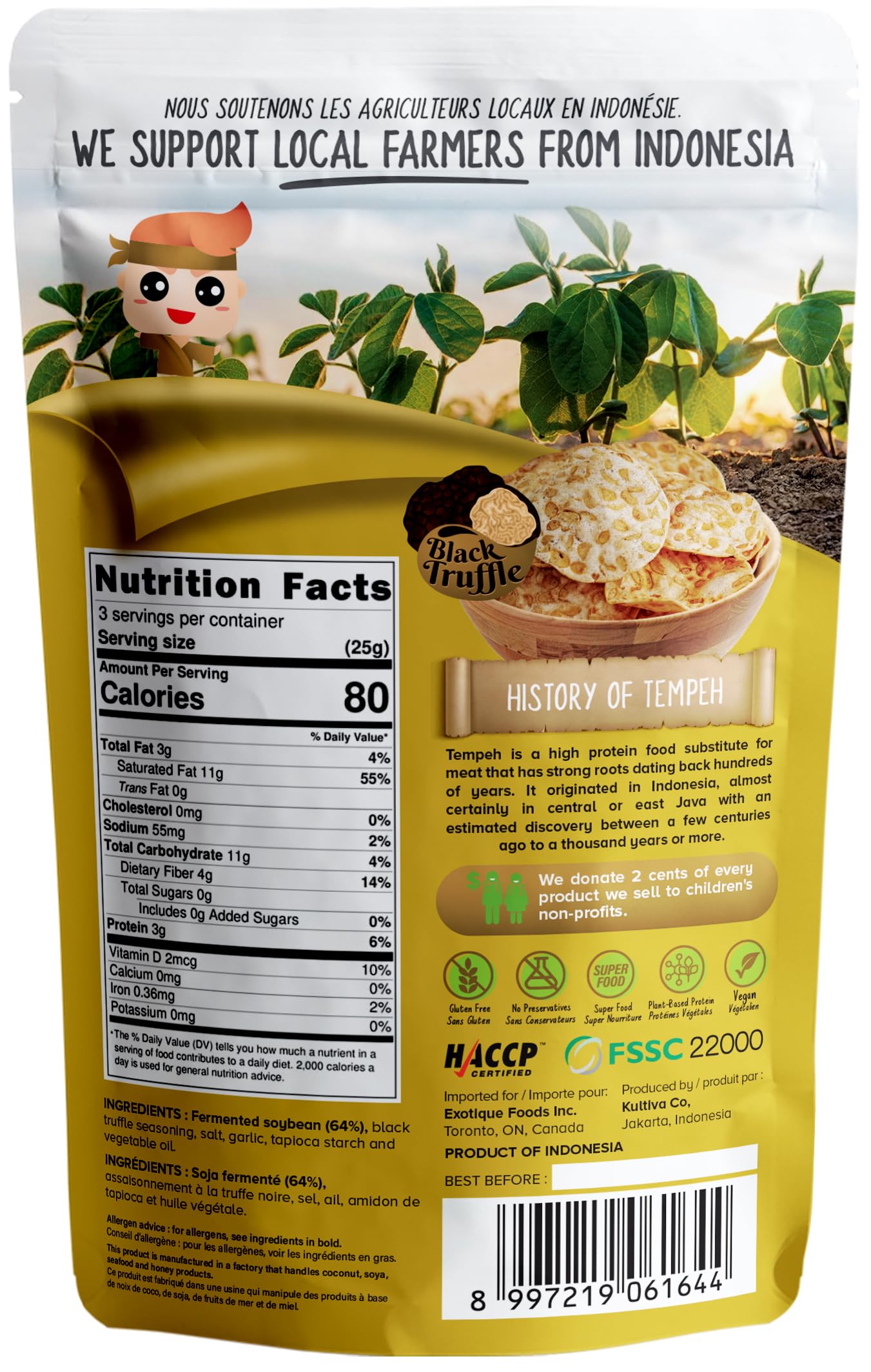 Woh Tempeh Chips Fermented Soy Bean Black Truffle (Pack Of 2)