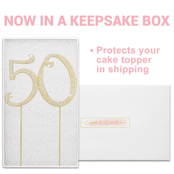 Crystal Creations 50 Cake Topper - Gold Metal Rhinestone Decoration, 10.98x6.5x0.2 Inch, Ideal for 50th Birthday or Anniversary