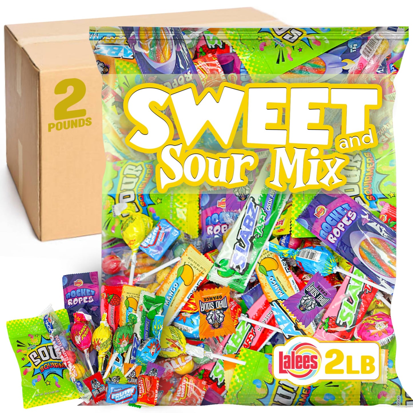 Sour Candy Variety Pack - 2 Pounds - Individually Wrapped Bulk Mix for Parties, Goodie Bags & Gifts - Assorted Super Sour Treats