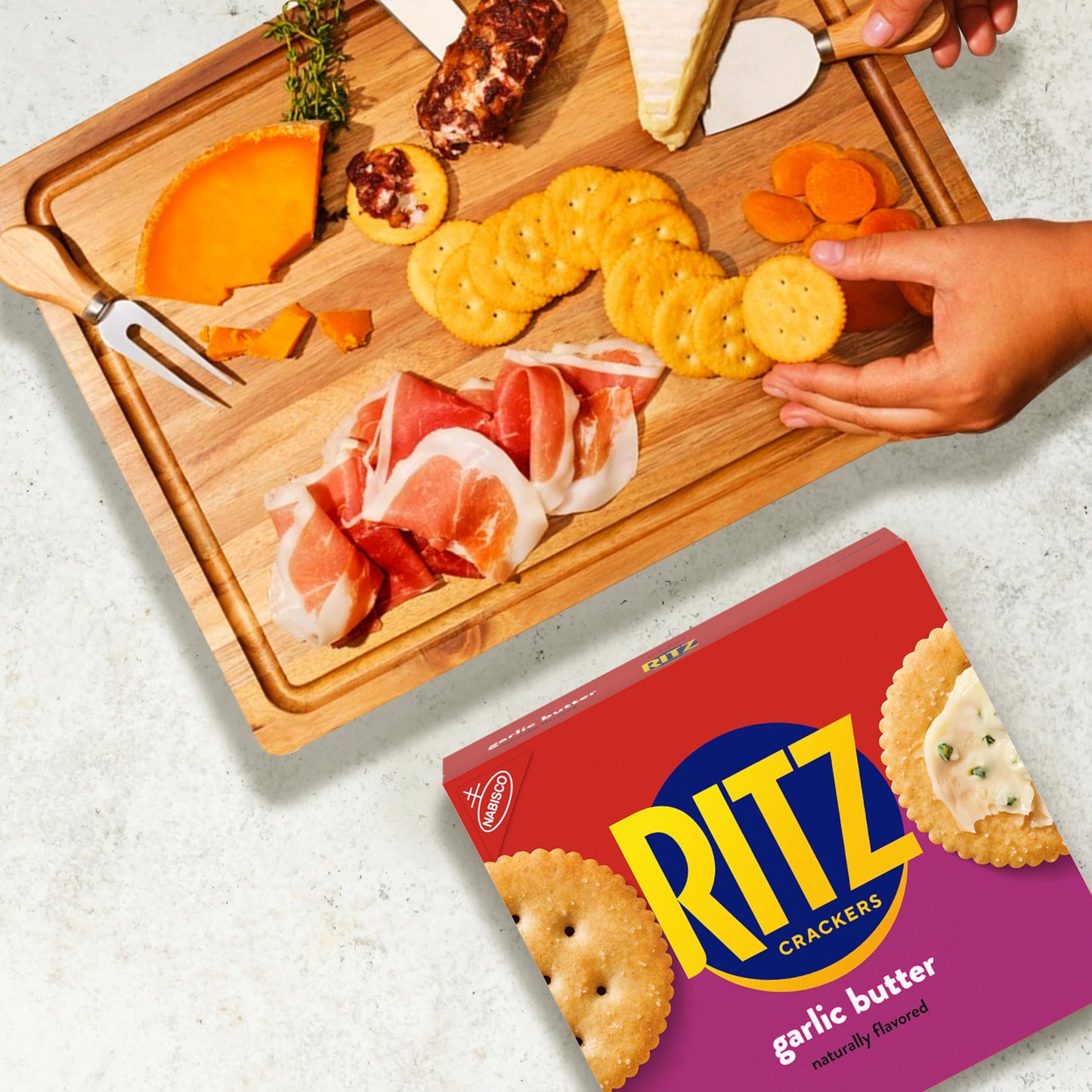 RITZ Garlic Butter Crackers, 12-13.7 oz Boxes