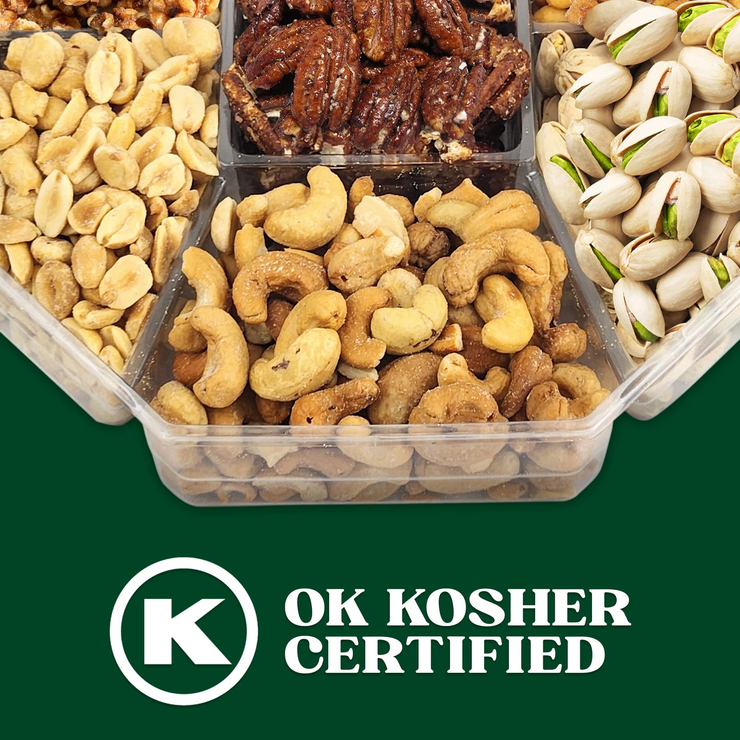 Simple Orchards Holiday Nuts Gift Basket - 7 Sectional - Freshly Roasted Mixed Nuts - Beautifully Packaged