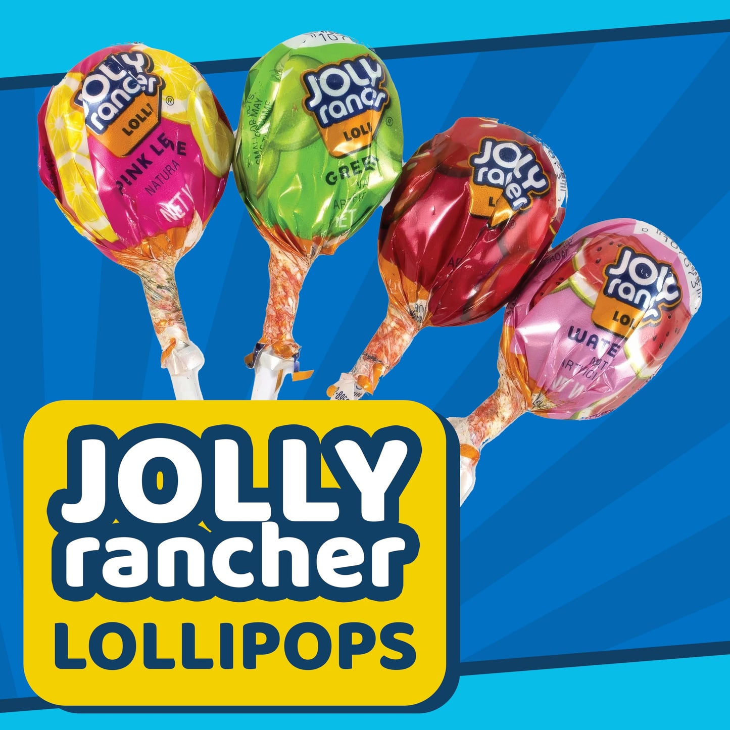 Jolly Ranchr Lollipops 2 Pounds Approx 50 Lollipops, Assorted Flavors Cherry, Apple, Watermelon & Pink Lemonade, Hard Candy Indi
