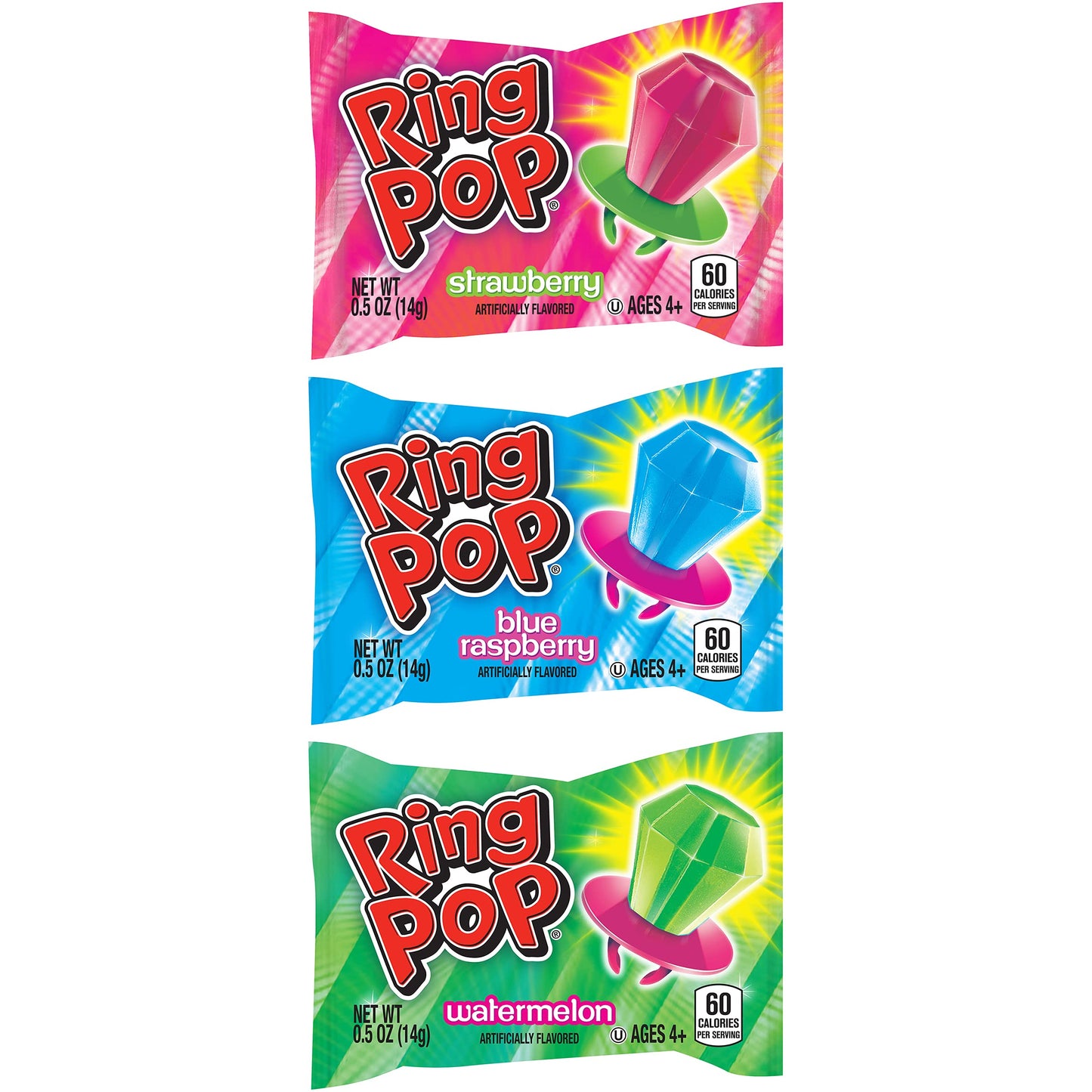 Ring Pop Individually Wrapped Bulk Variety Party Pack Lollipop Suckers W/ Assorted Flavor, 3Count (Pack Of 12) - Fun Candy for B