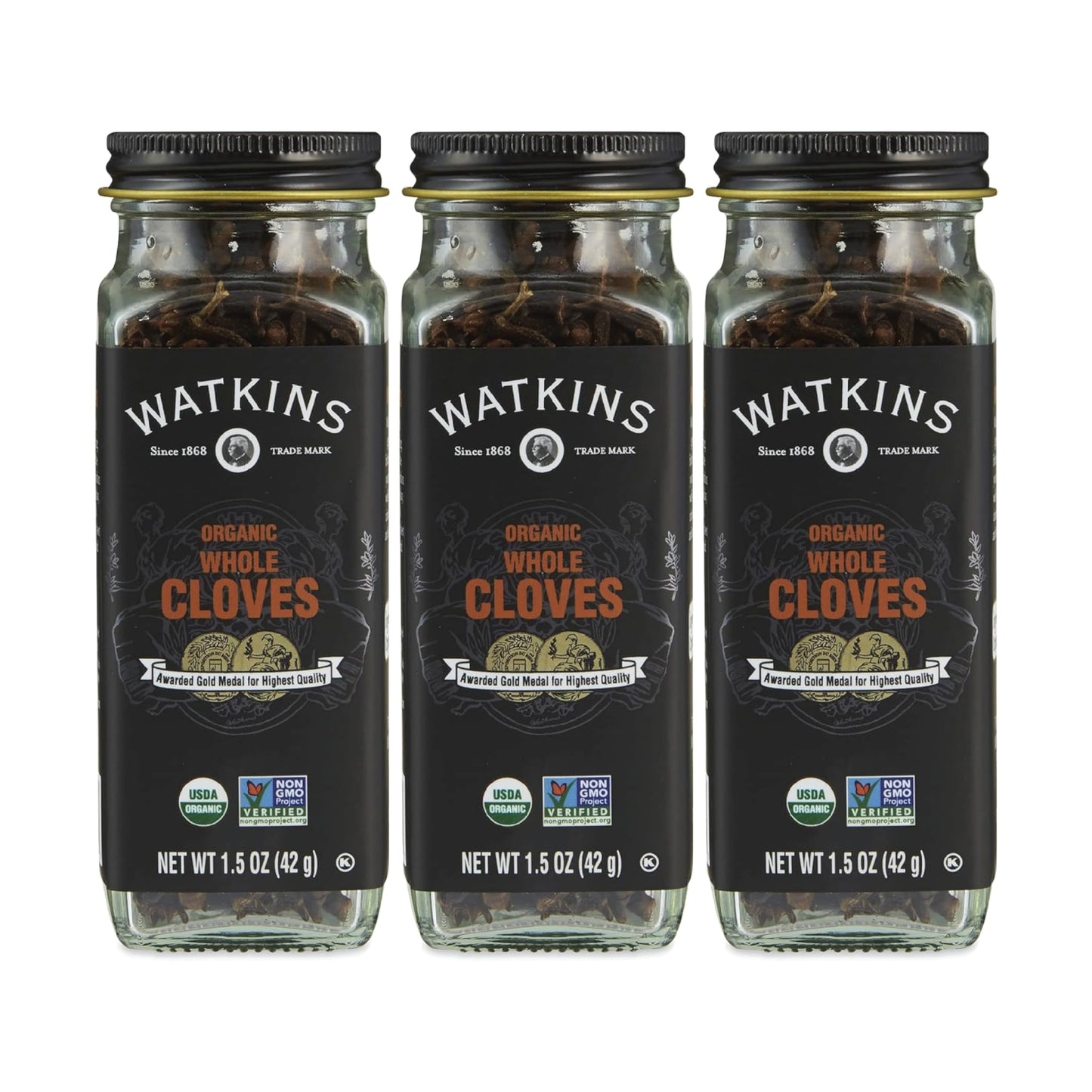 Watkins Gourmet Organic Spice Jar, Whole Cloves, 1.5 oz. Bottle, 3-Pack