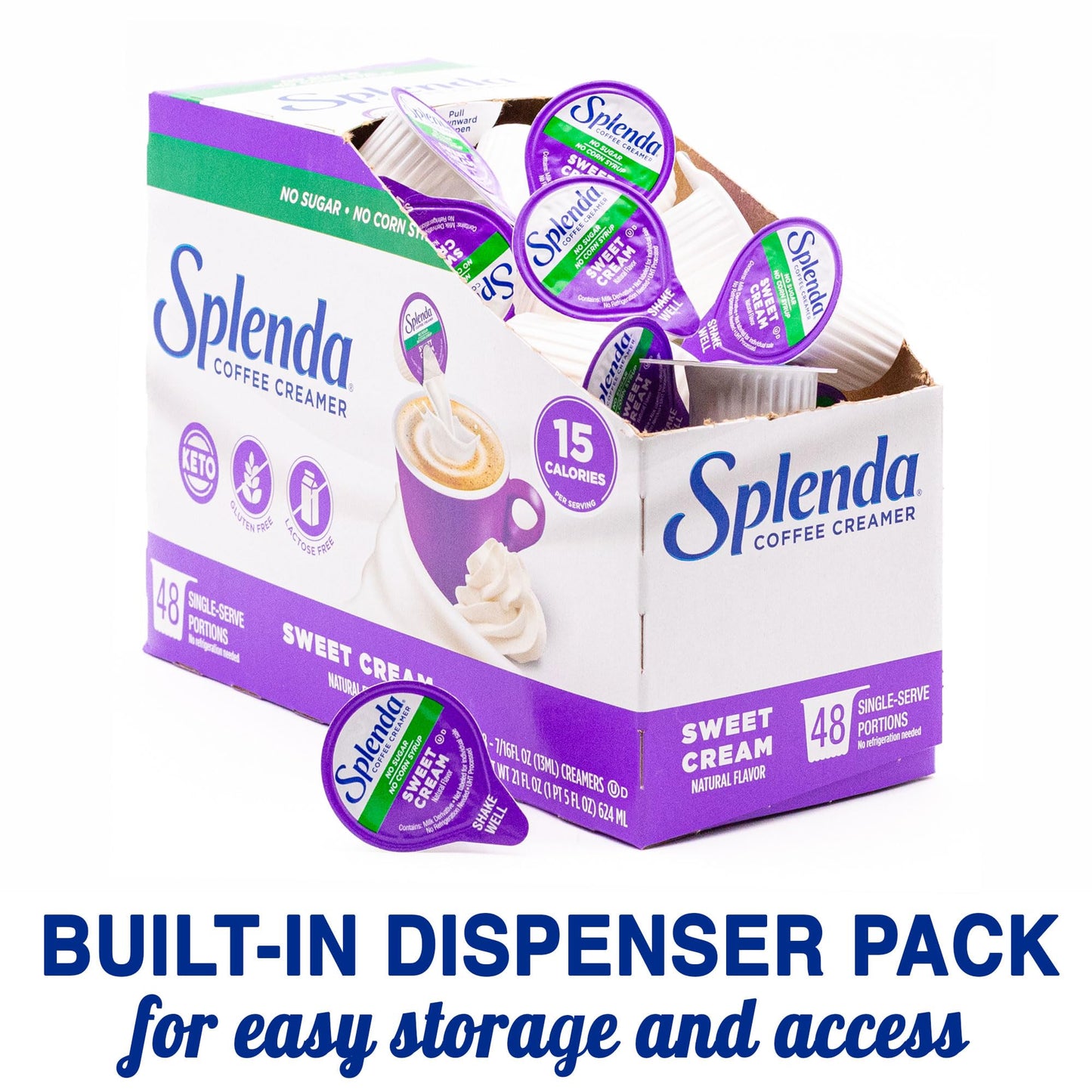 Splenda Single Serve Coffee Creamer Cups, Sugar Free Sweet Cream, 48 Count