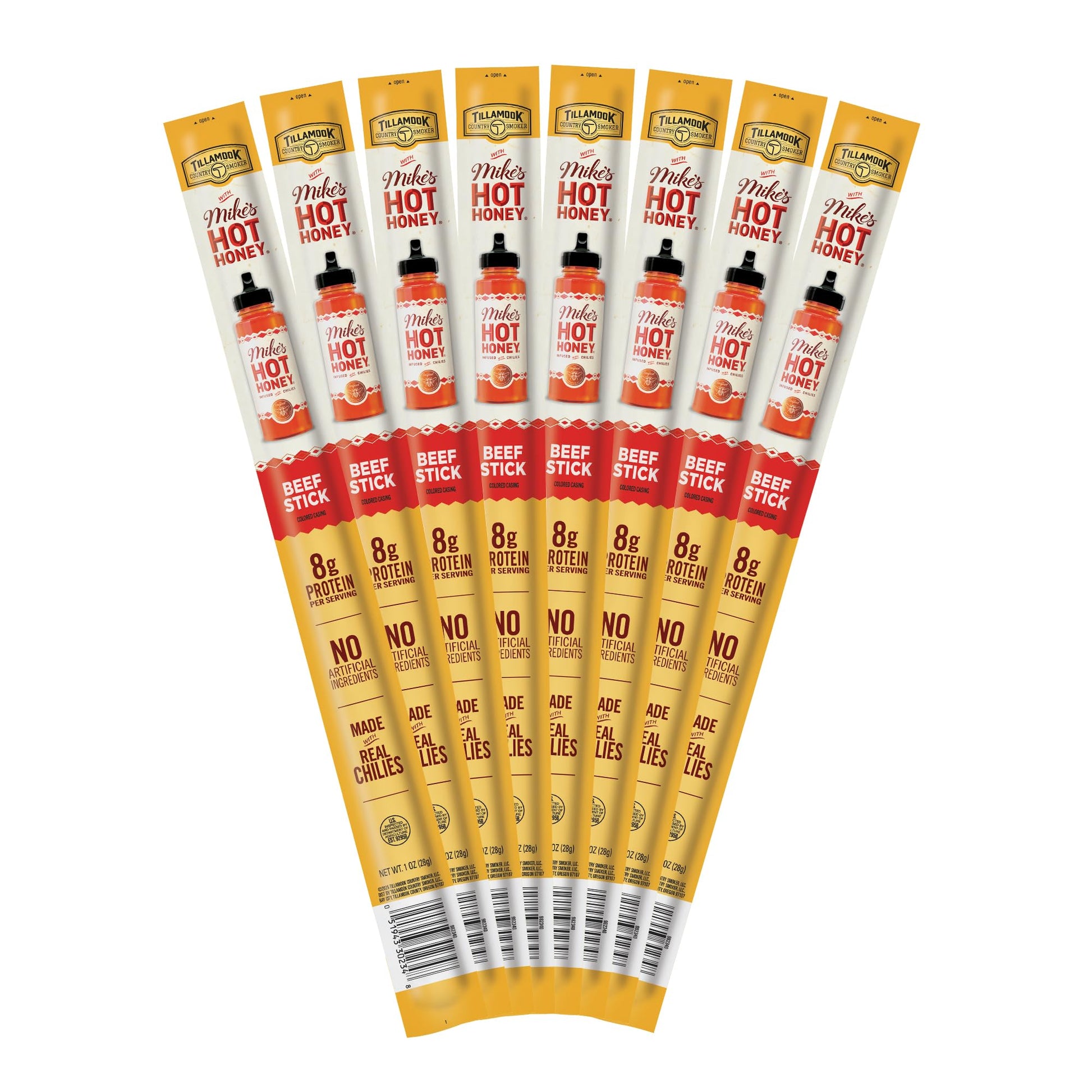 Tillamook Country Smoker Beef Sticks, Sweet & Spicy, 1 Ounce (Pack of 8), Low Carb, High Protein, Individually Wrapped Snack
