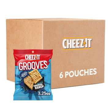 Cheez-It Grooves Crunchy Cheese Crackers, Snack Crackers, Lunch Snacks, Zesty Cheddar Ranch (6 Pouches)