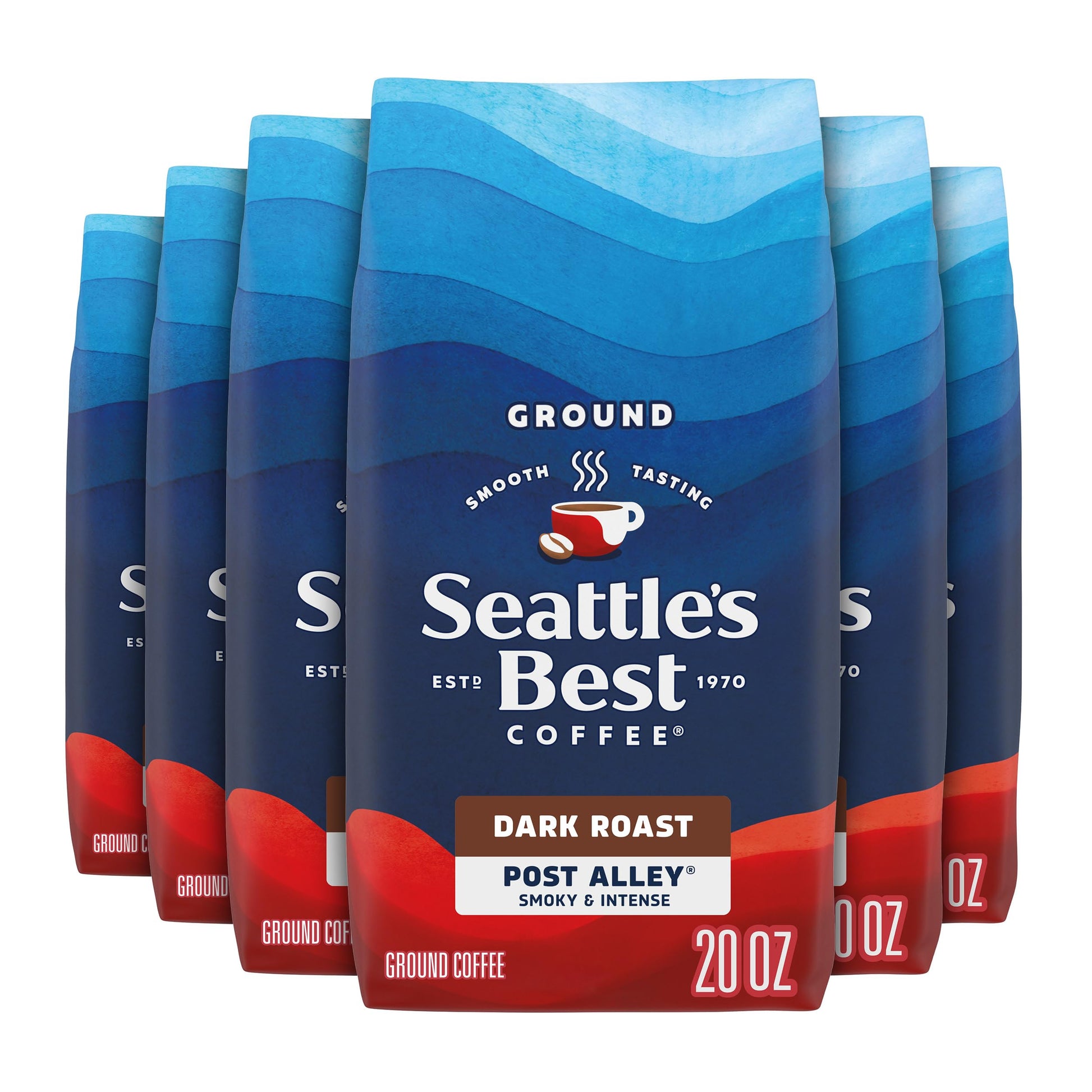 Seattles Best Coffee, Dark Roast Ground Coffee, Post Alley, 100% Arabica, 6 Bags (20 oz Each)