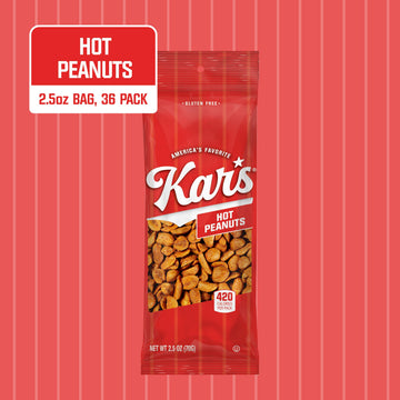 Kars Nuts Spicy Hot Peanuts, 2.5 oz Grab & Go Bags, Individual Snack Packs (Pack of 36), Gluten-Free Nut Snacks