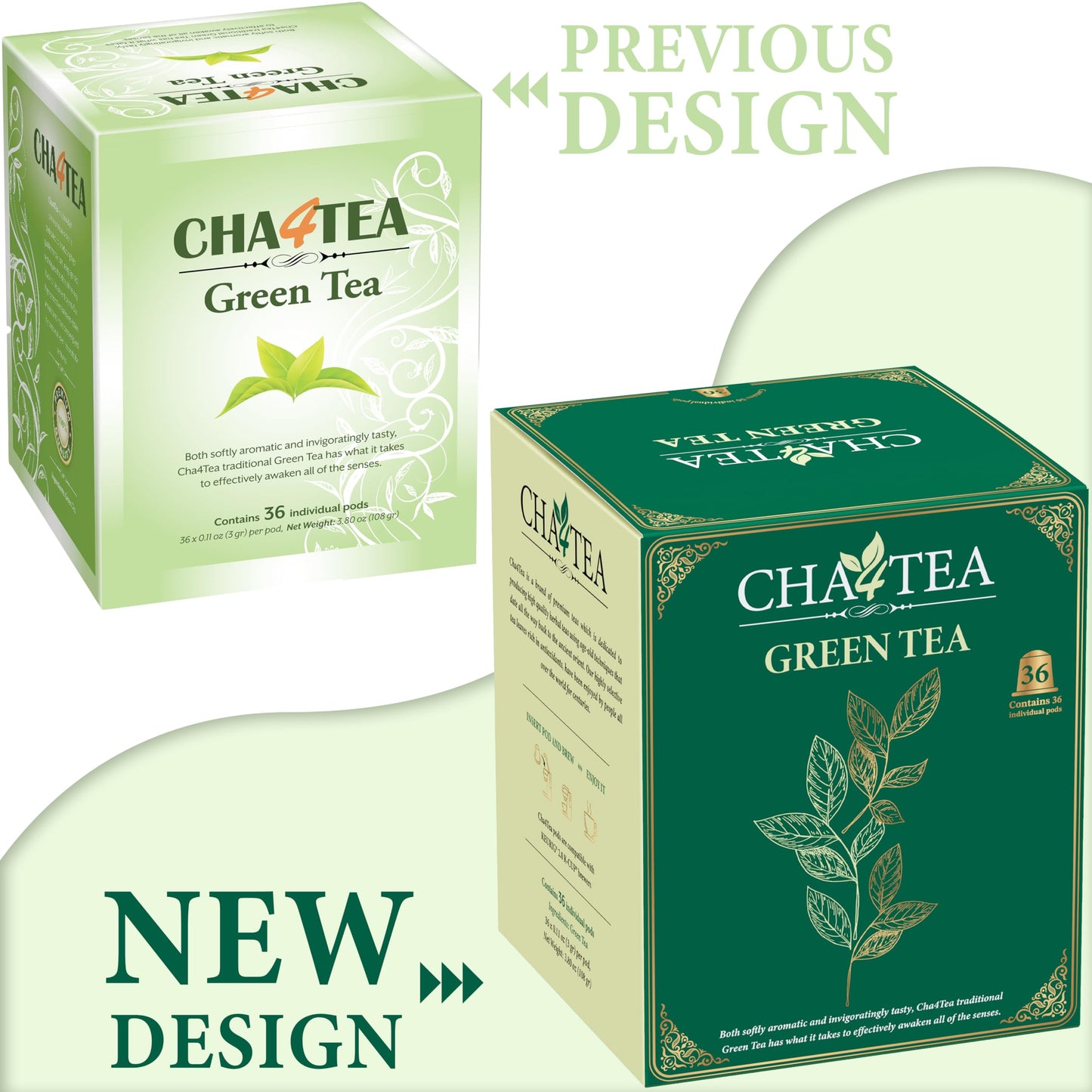 Cha4TEA Green Tea Pods for Keurig K-Cup malt-inspired, 36 Count, Model TE-001-1