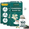 LeafLea Black Tea Blend with Chamomile - Premium 160 Manzanilla Tea Bags (Pack of 4) For Relaxation, Chamomile Tea For Digestive