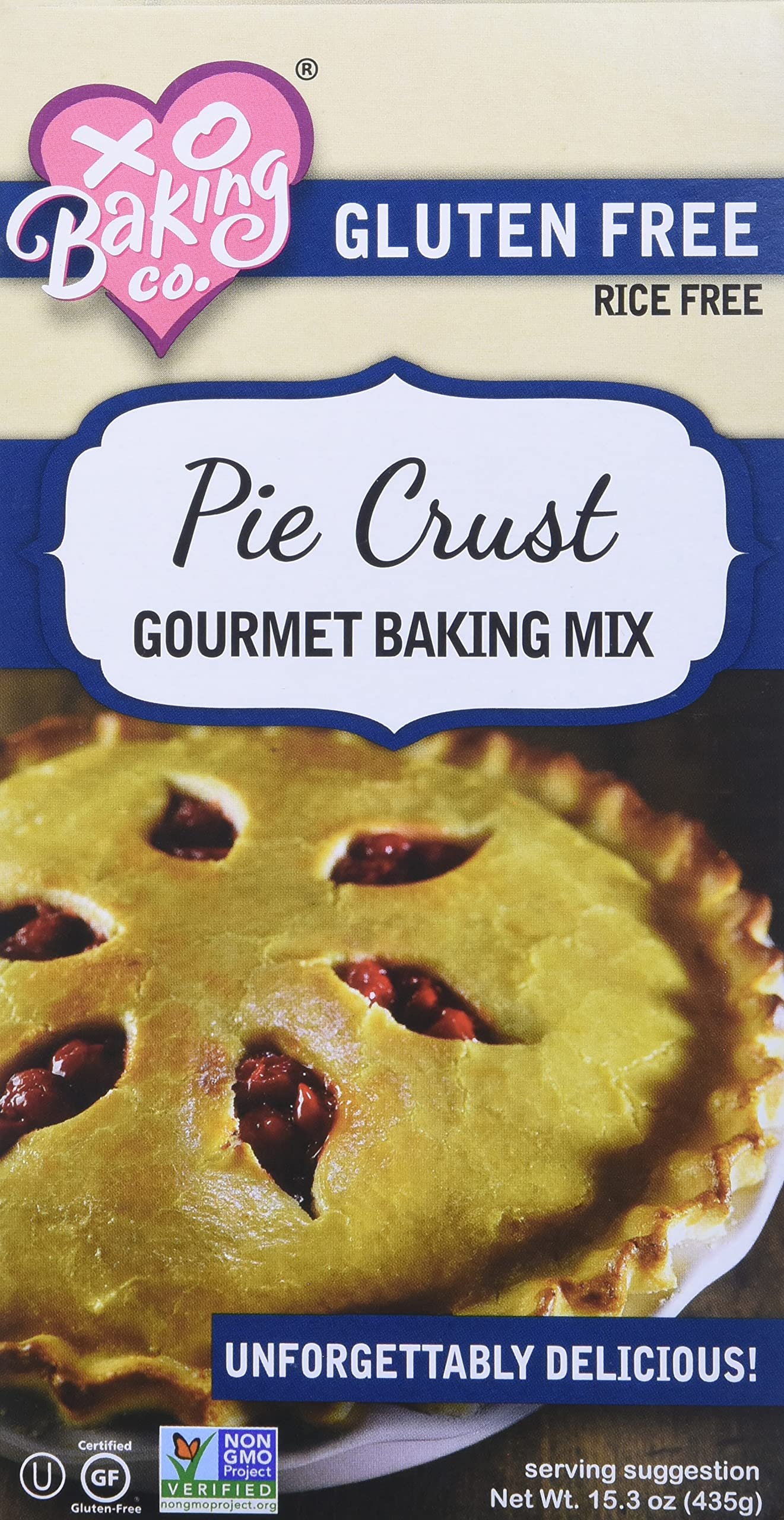 Xo Baking Gluten Free Pie Crust Gourmet Baking Mix; Non-Gmo; Kosher; Rice Free; Soy Free; Dairy Free; Peanut Free; No Preservati