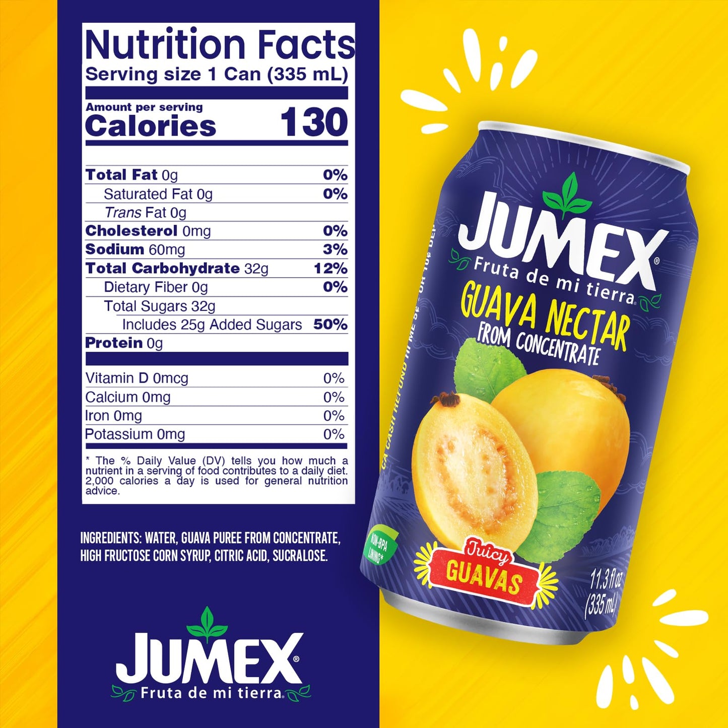 Jumex Guava Nectar - Recyclable Can with Non-BPA Lining - 11.3 Fl Oz (Pack of 24)
