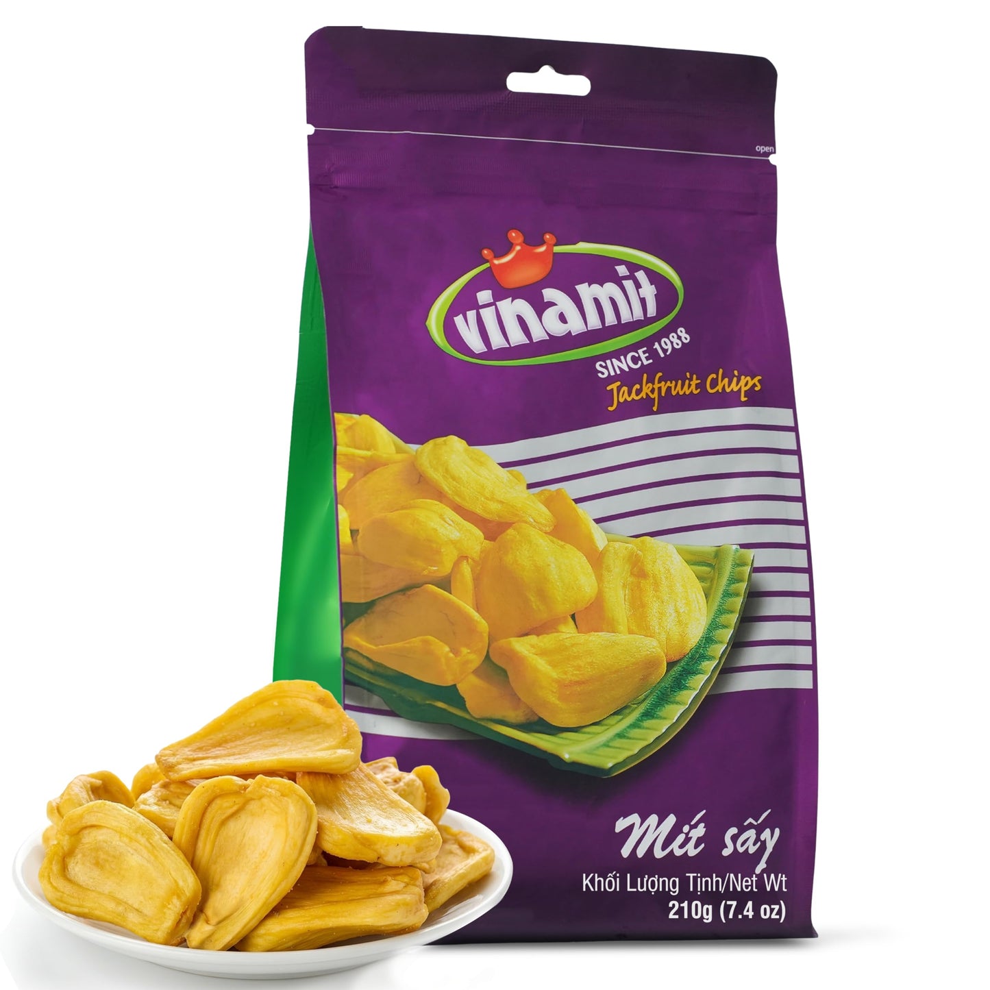 Vinamit Dried Jackfruit Chips | Vacuum Fried Dried Jackfruit | 7.4 oz Bag | Naturally Sweet & Crispy | Gluten-Free, Vegan, Non G