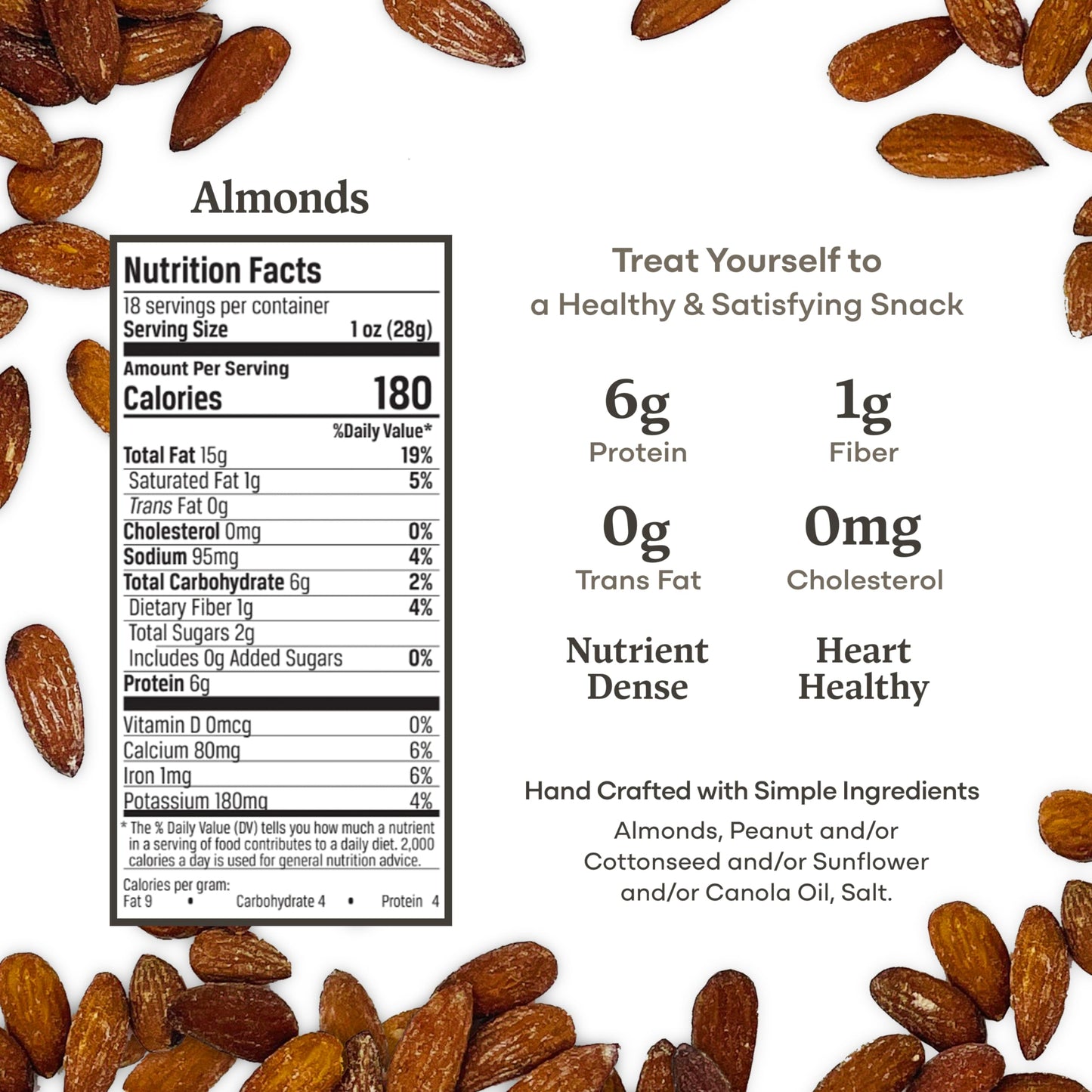 Belmont Peanuts Gourmet Lightly Sea-Salted Almonds, 18 oz, 3 Simple Ingredients, No Preservatives