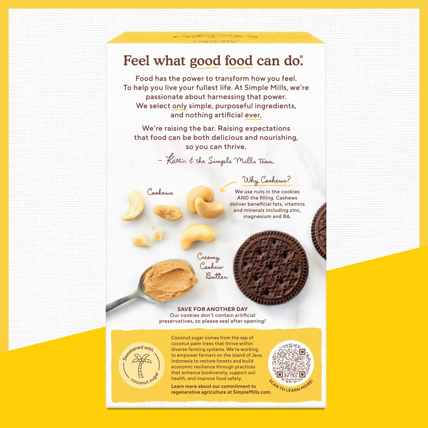Simple Mills Cocoa & Cashew Butter Sandwich Cookies - Gluten Free, Vegan, Healthy Snacks, 6.7 Oz (Pack Of 4)