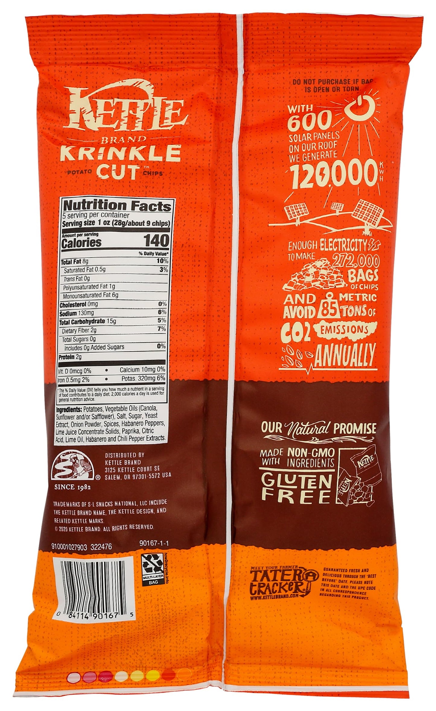 Kettle Foods Habanero Lime Krinkle Cut Kettle Chips, 5 Oz