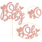 Ephlyn 1Pcs Happy Valentine'S Day Oh Baby Cake Topper Rose Gold Glitter Valentine Babyshower Cake Decorations For Love Valentine