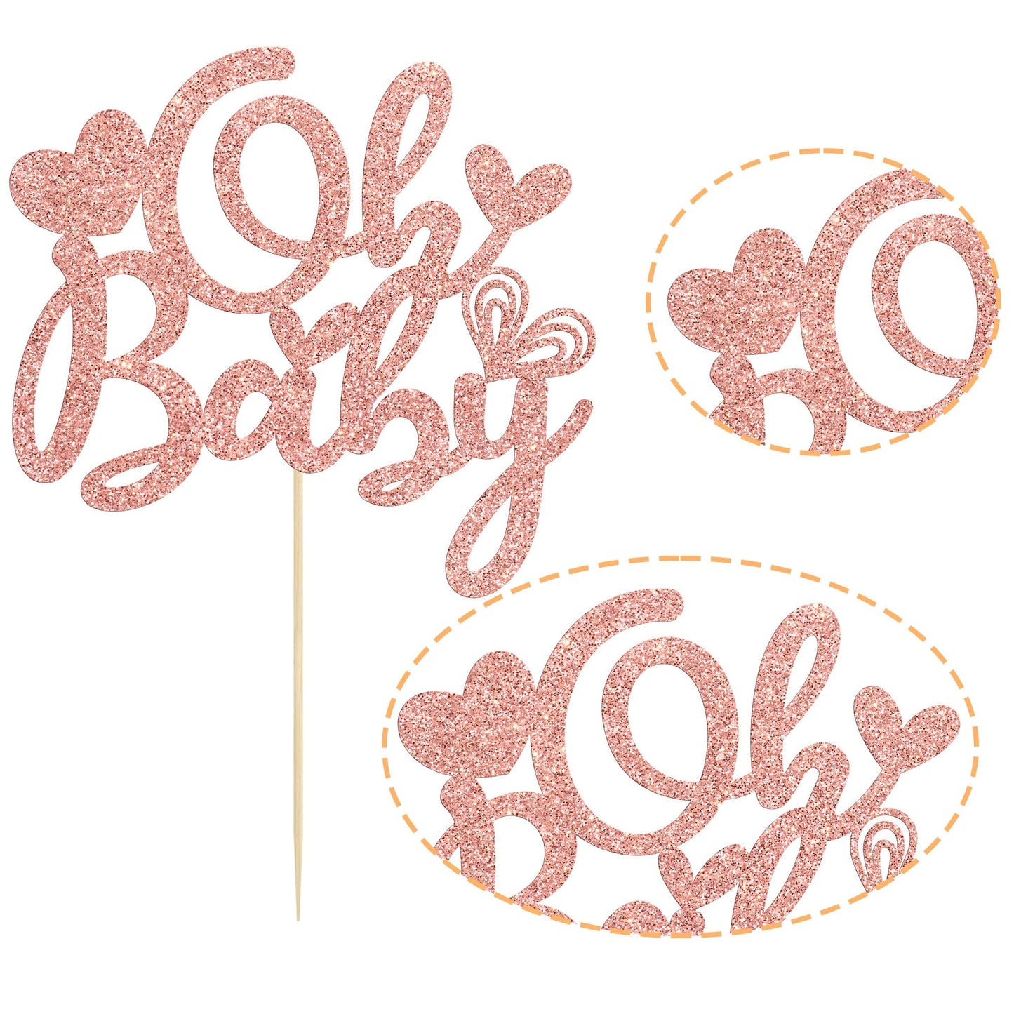 Ephlyn 1Pcs Happy Valentine'S Day Oh Baby Cake Topper Rose Gold Glitter Valentine Babyshower Cake Decorations For Love Valentine