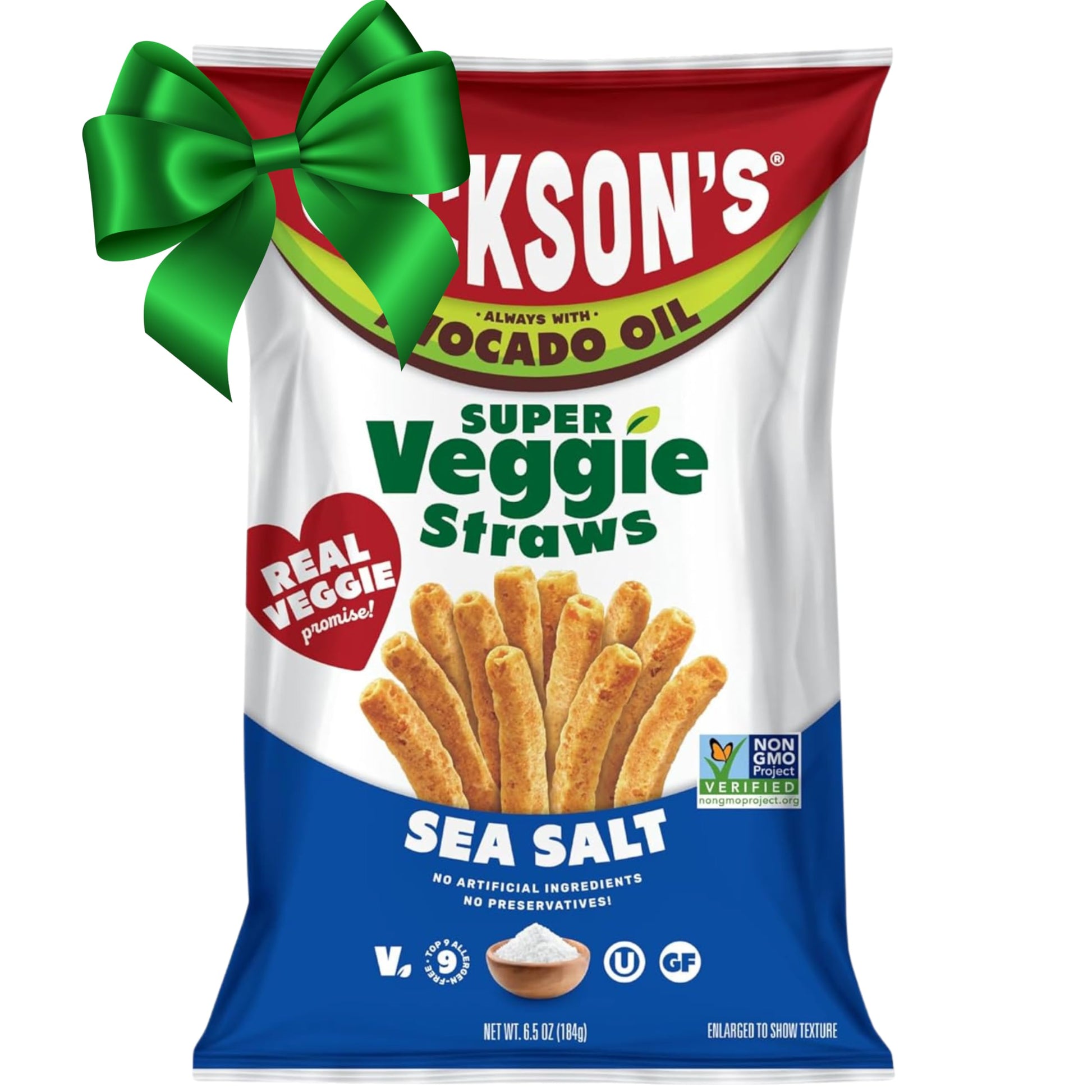 Jacksons Super Veggie Straws (Sea Salt  6.5 Oz  Pack Of 6) - Gluten Free  Vegan  Snacks For Kids & 18+ Uses - Made With Top-High Standardvocado Oil - Allergen-Friendly  Veggie Straws Individual Bags