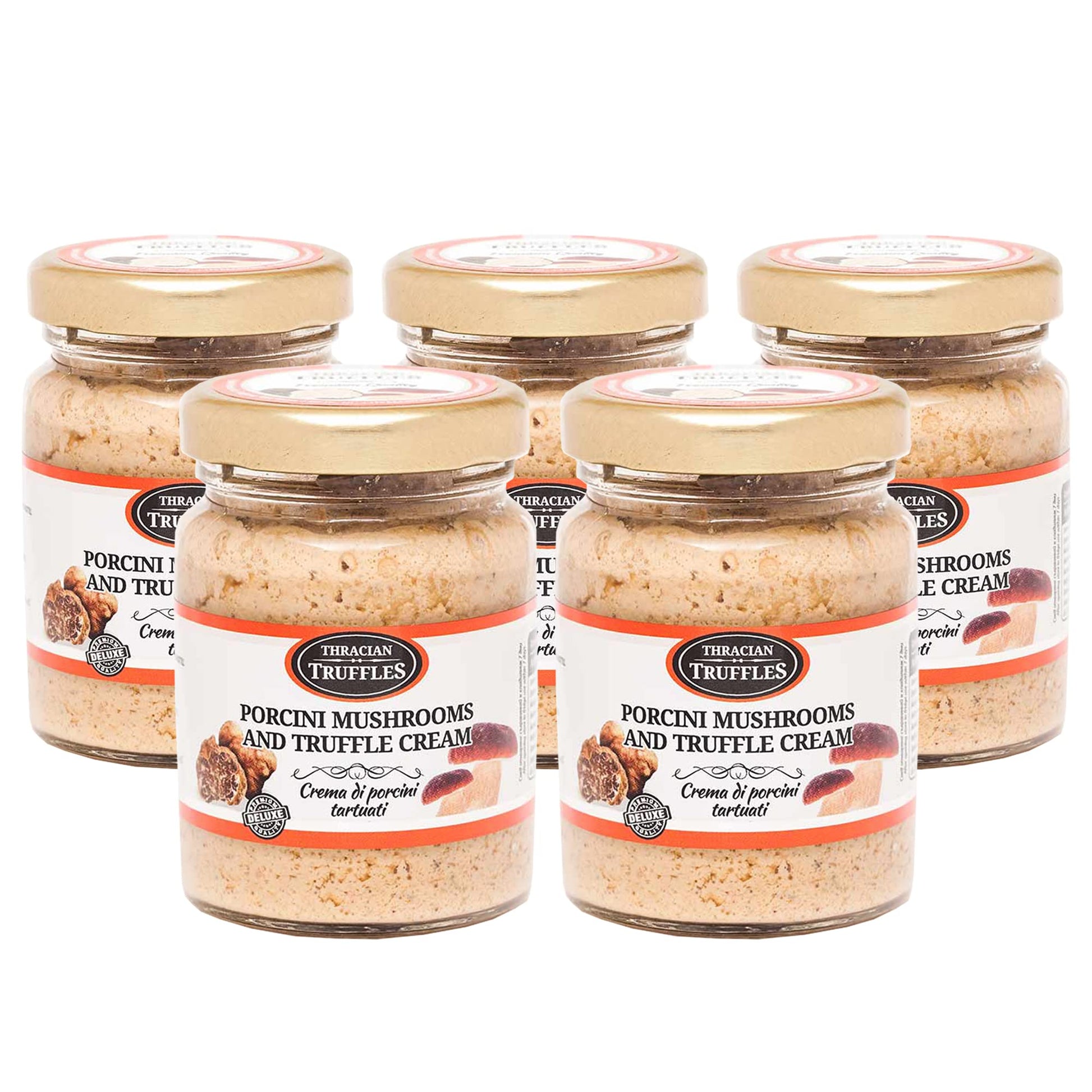 White Truffle and Porcini Boletus Edulis Mushrooms Cream Gourmet Sauce Truffle Paste Suitable for Pasta, Risotto, Pizza (5 x 80g