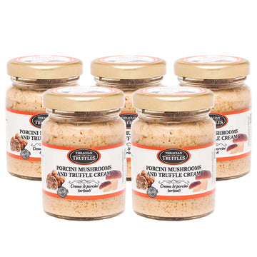 White Truffle and Porcini Boletus Edulis Mushrooms Cream Gourmet Sauce Truffle Paste Suitable for Pasta, Risotto, Pizza (5 x 80g