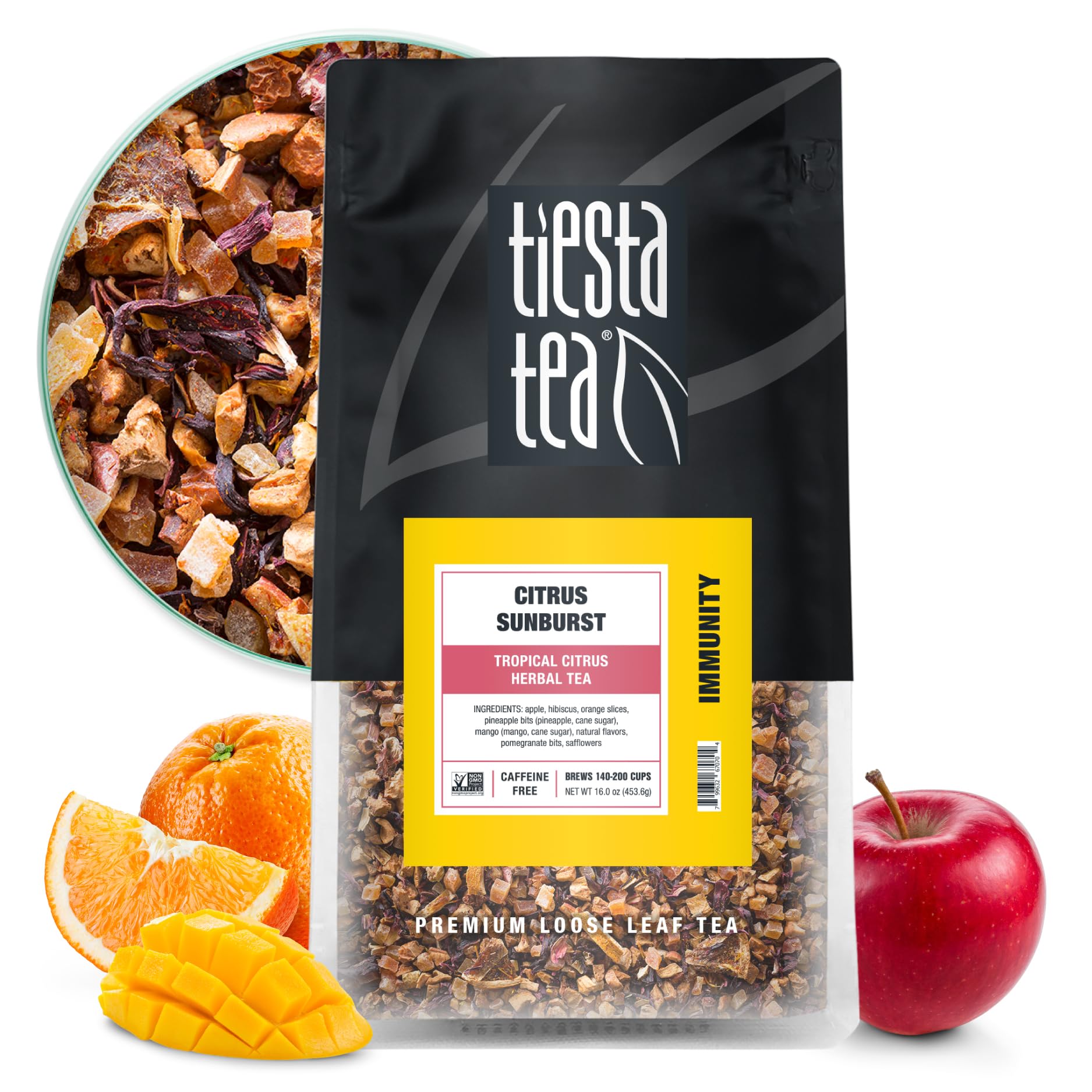 Tiesta Tea - Citrus Sunburst | Loose Leaf | Tropical Citrus Herbal Tea | Premium Blend | Non-Caffeinated Fruit Blend | Make Hot Or Iced & Brews Up To 200 Cups | 16 Ounce Resealable Bulk Pouch