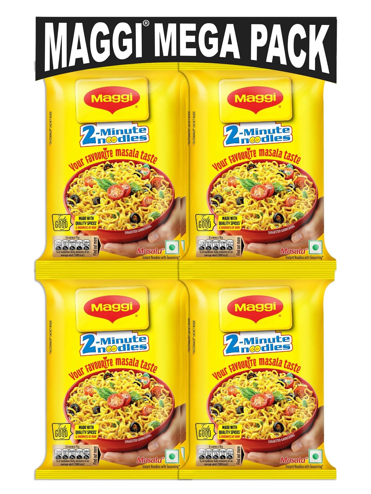 Maggi 2 Minutes Noodles Masala, 70 grams pack (2.46 oz)- 12 pack - Made in India