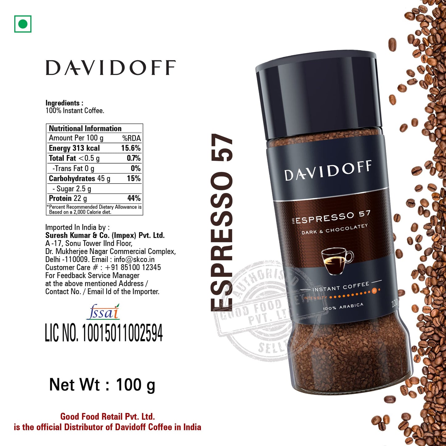 Davidoff Instant Coffee Trio - Rich Aroma, Fine Aroma And Espresso 57 Bundle - 100% Arabica Beans - Roasted For A Spicy Richness