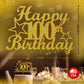 RokAPary 100 Birthday Cake Topper - Gold Glitter, Sturdy Acrylic, Double-Sided, Model RCT217