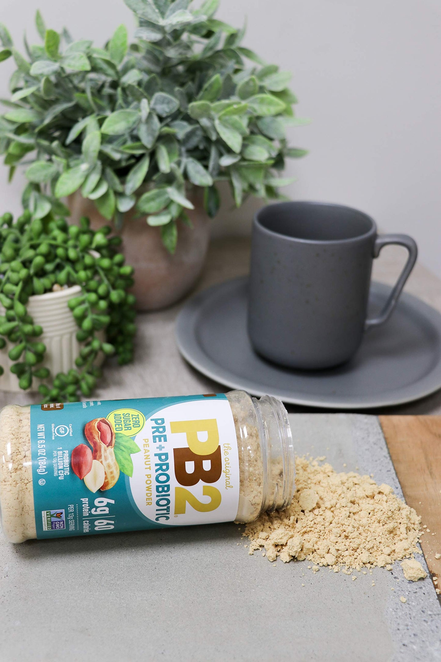 PB2 Peanut Butter Powder - No Sugar Added, Supplemented with Prebiotics + Probiotics, Gluten Free, Non-GMO [6.5 oz]
