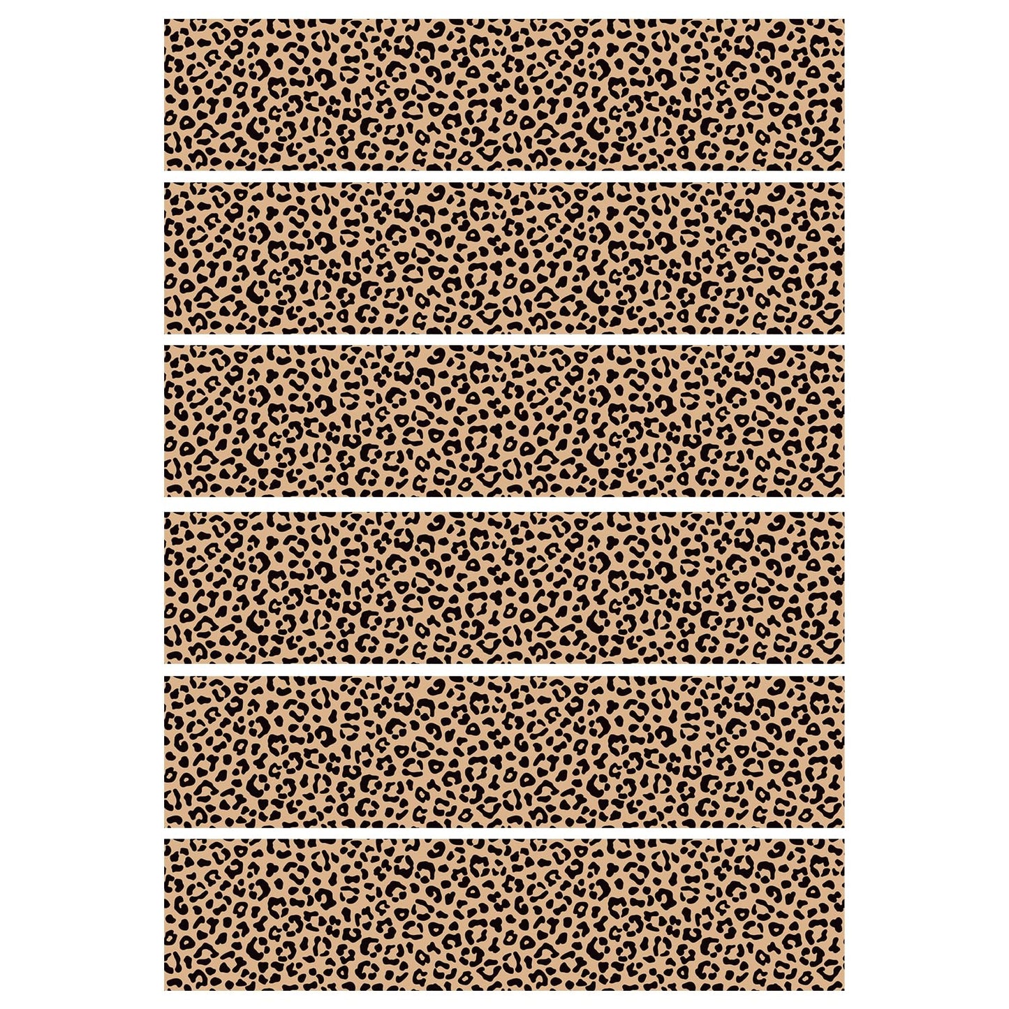 6pcs Leopard Print Edible Cake Border Strips, 28x6.2cm/11x2.44in Glutinous Rice Paper Cheetah Image Sheet Jaguar Wrap Side Toppe