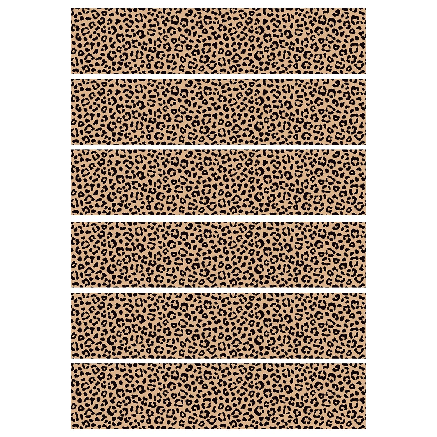 6pcs Leopard Print Edible Cake Border Strips, 28x6.2cm/11x2.44in Glutinous Rice Paper Cheetah Image Sheet Jaguar Wrap Side Toppe
