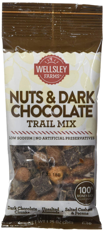 Wellsley Farms Nut & Dark Chocolate Trail Mix 16Count 1.25 Oz Net Wt 20 Oz