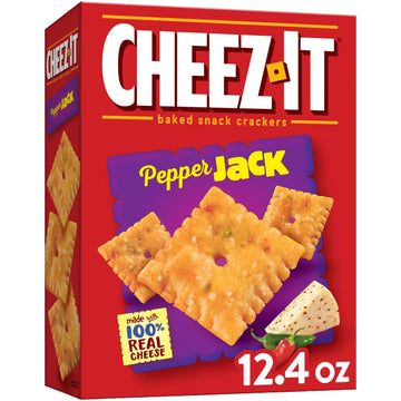 Cheez-It Cheese Crackers, Baked Snack Crackers, Office And Kids Snacks, Pepper Jack, 12.4Oz Box (1 Box)