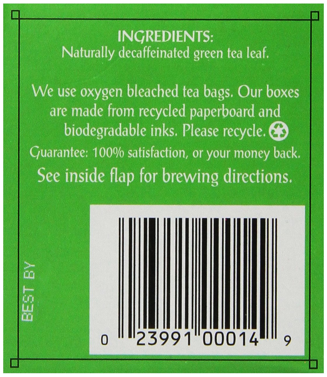 Triple Leaf Tea Decaf Green Tea - 20 Tea Bags, Pack of 6