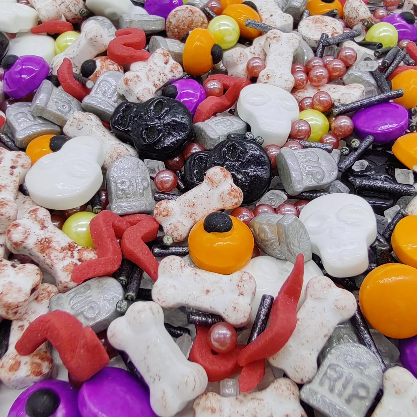 Halloween Sprinkles Mixed Color Eyes & Gravestones & Bones & Skull Cake Decorations Topper Edible Themed Sprinkles For Cookie De