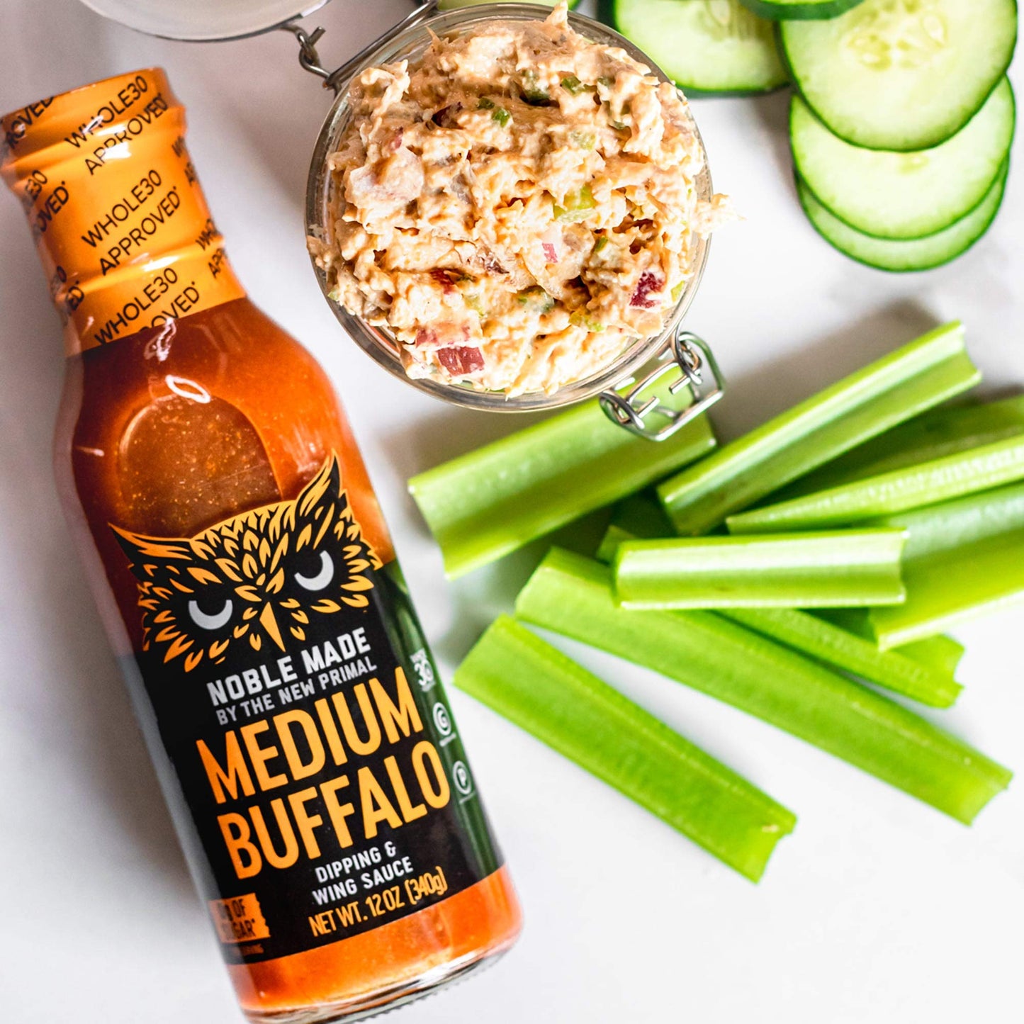 Noble Made Buffalo Dipping & Wing Sauce, Whole30 Approved, Paleo, Keto, Vegan, Gluten And Dairy Free, Zero Sugar And Soy Free, L