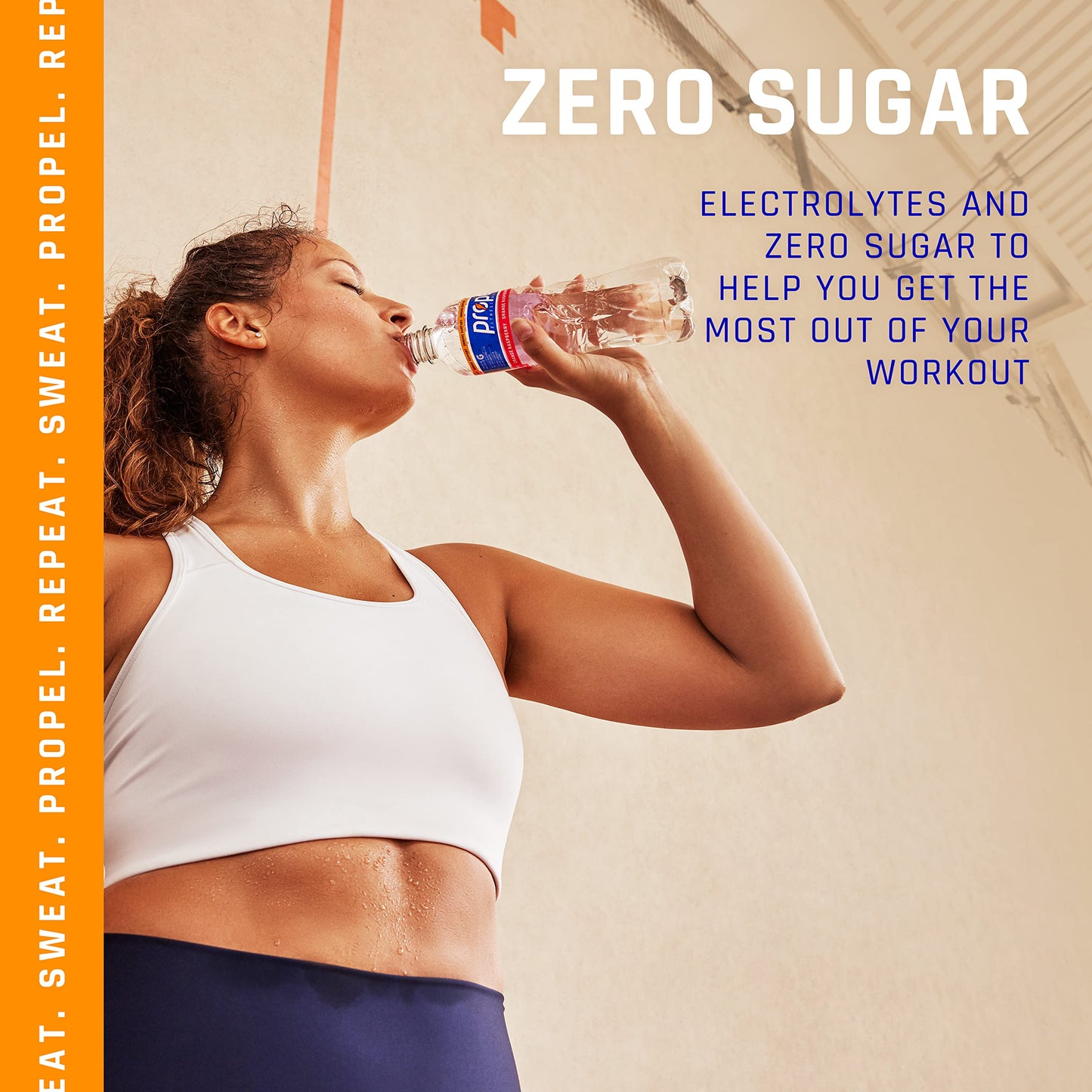 Propel Immune Support Electrolyte Enhanced Water Sports Drink, Orange Raspberry Flavored Water, 100% DV Vitamin C + Zinc, Zero C